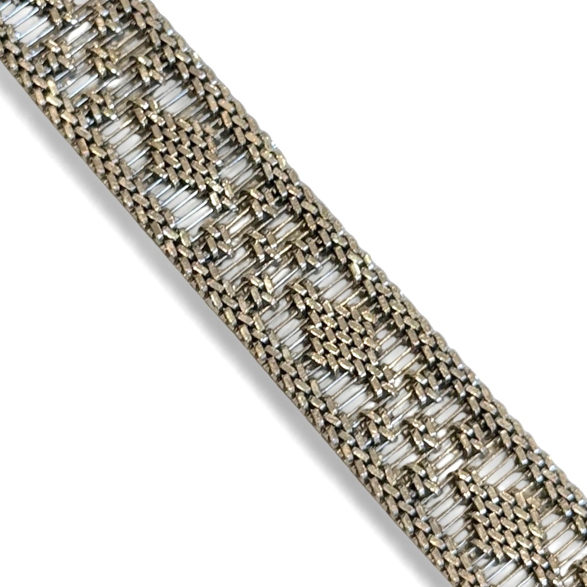 Bracelet manchette tissé en or blanc - Castafiore