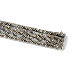 Bracelet manchette tissé or gris - Castafiore
