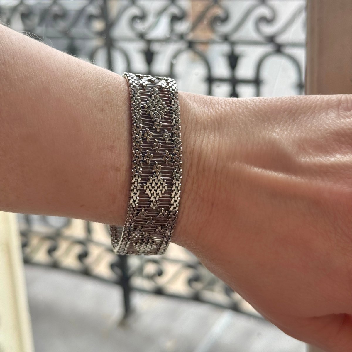 Bracelet manchette tissé or gris - Castafiore