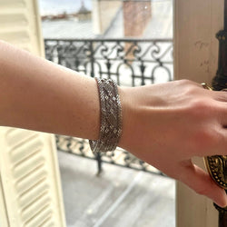 Bracelet manchette tissé or gris - Castafiore
