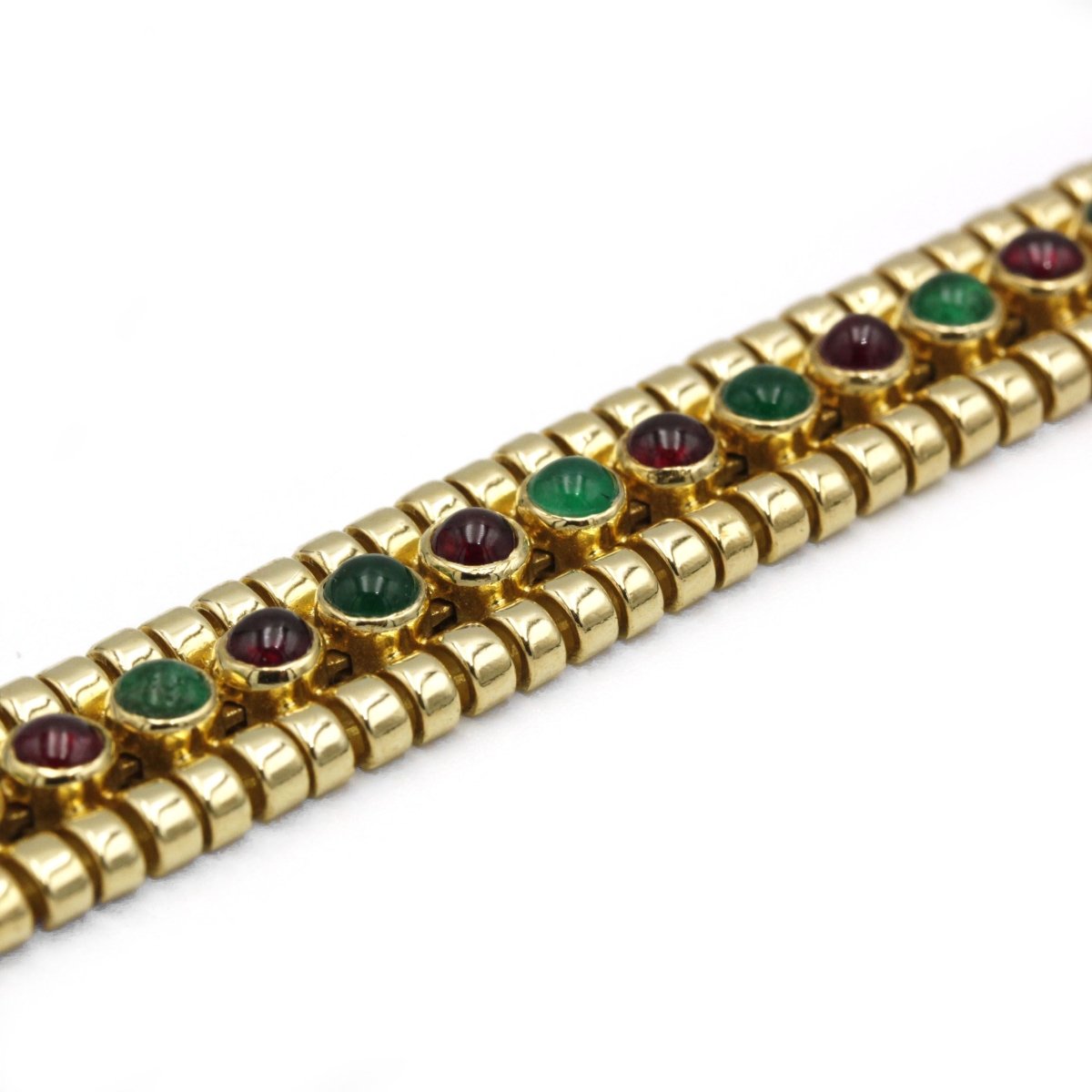 Bracelet MELLERIO en or jaune, émeraude et rubis - Castafiore