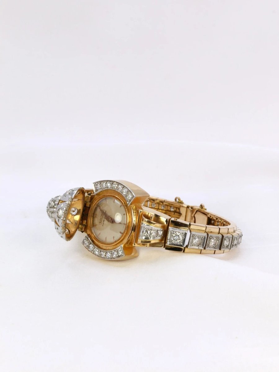 Bracelet Montre vintage en or jaune et diamants, 1950 - Castafiore