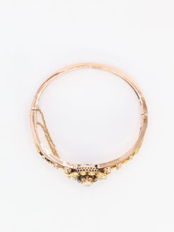 Bracelet Napoléon III fleur mobile or rose diamants taille ancienne - Castafiore