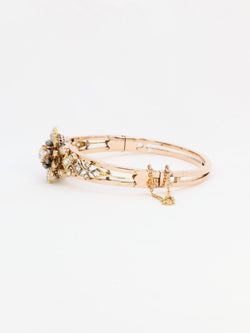Bracelet Napoléon III fleur mobile or rose diamants taille ancienne - Castafiore