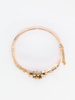 Bracelet Napoléon III fleur mobile or rose diamants taille ancienne - Castafiore