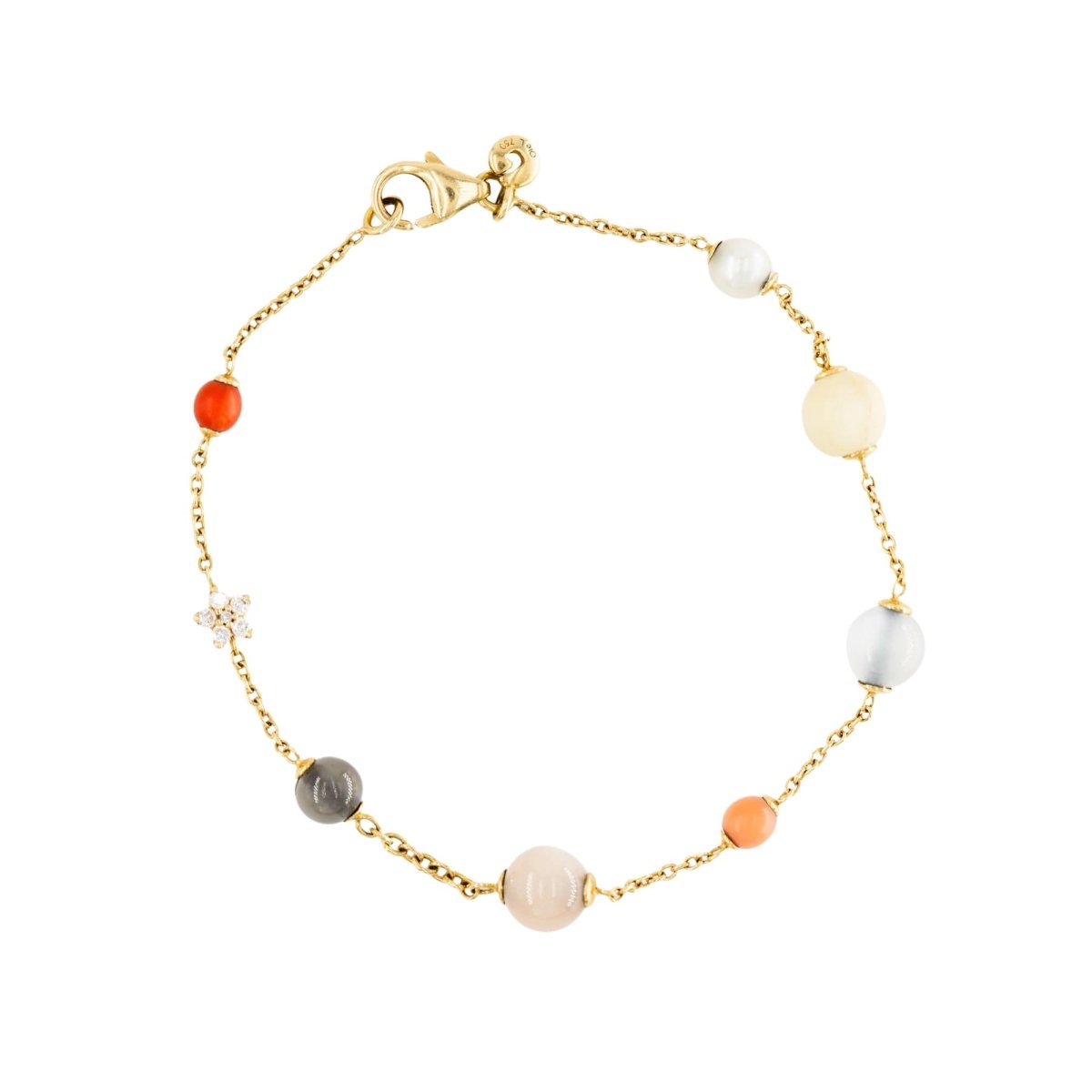 Bracelet OLE LYNGGAARD "Shooting Star" en or jaune, pierre de lune, corail et diamants - Castafiore