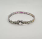 Bracelet or blanc serti de diamants et saphir multi-couleur - Castafiore