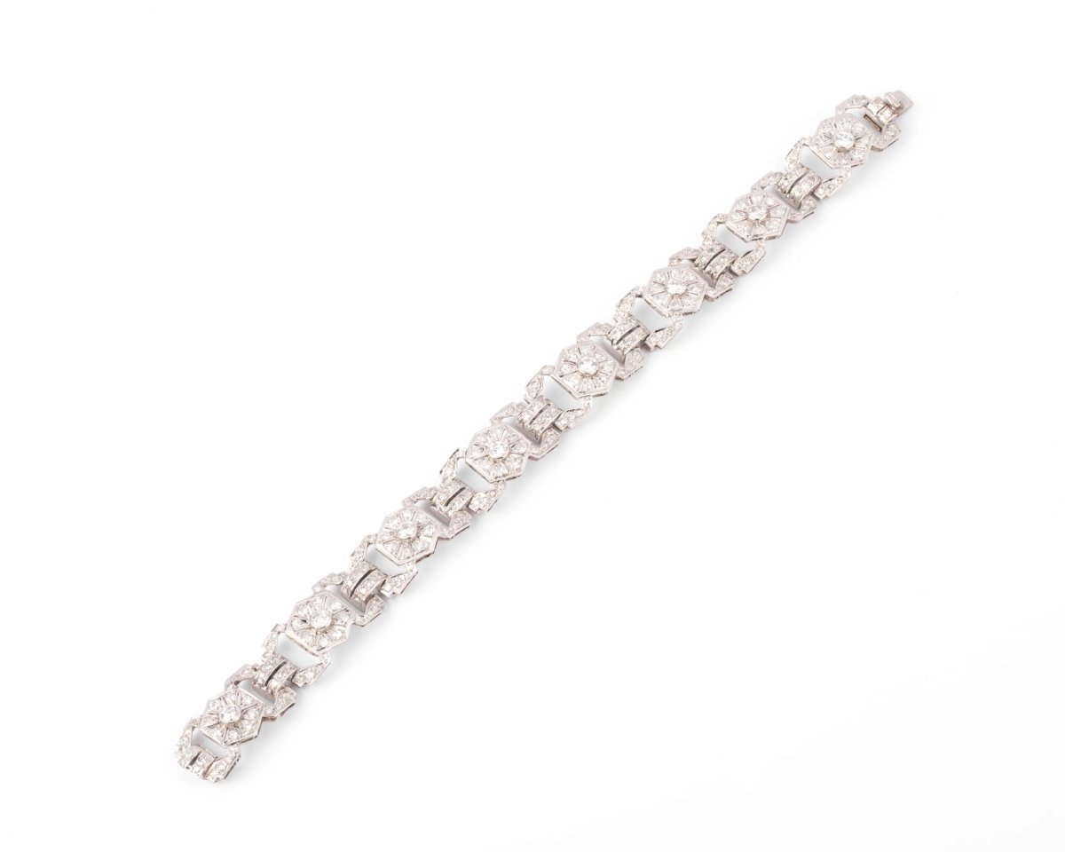 Bracelet or gris et platine au motifs octogonaux - Castafiore