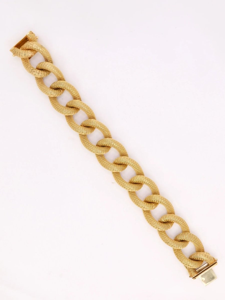 Bracelet or jaune maillons textures ovales - Castafiore