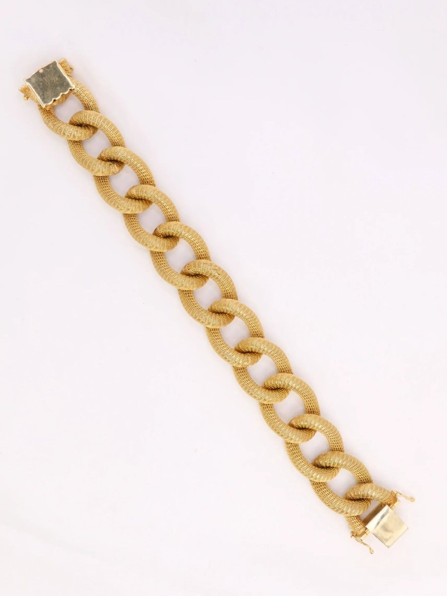Bracelet or jaune maillons textures ovales - Castafiore