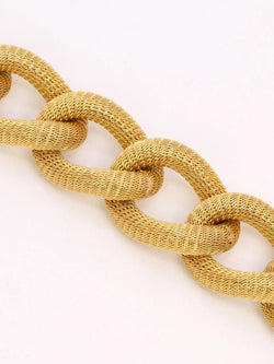 Bracelet or jaune maillons textures ovales - Castafiore