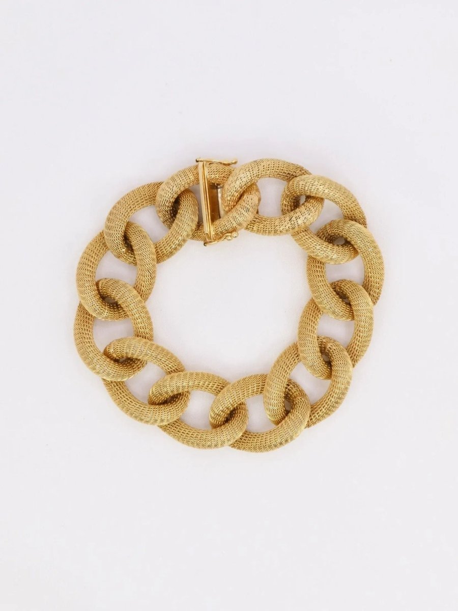Bracelet or jaune maillons textures ovales - Castafiore