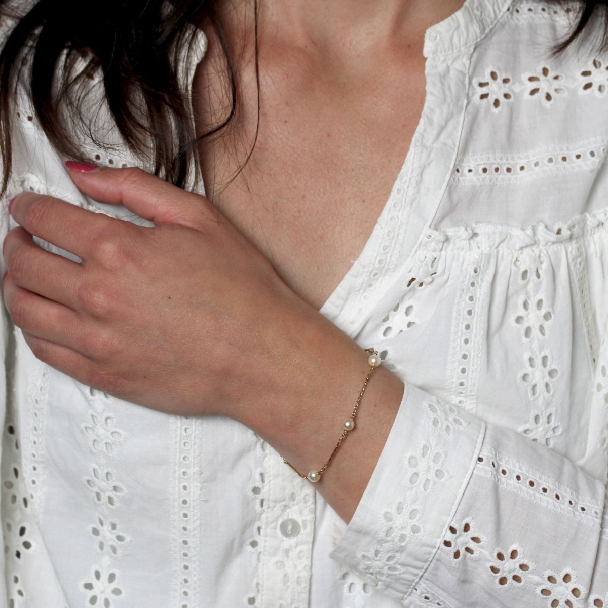 Bracelet or rose et perles de culture - Castafiore