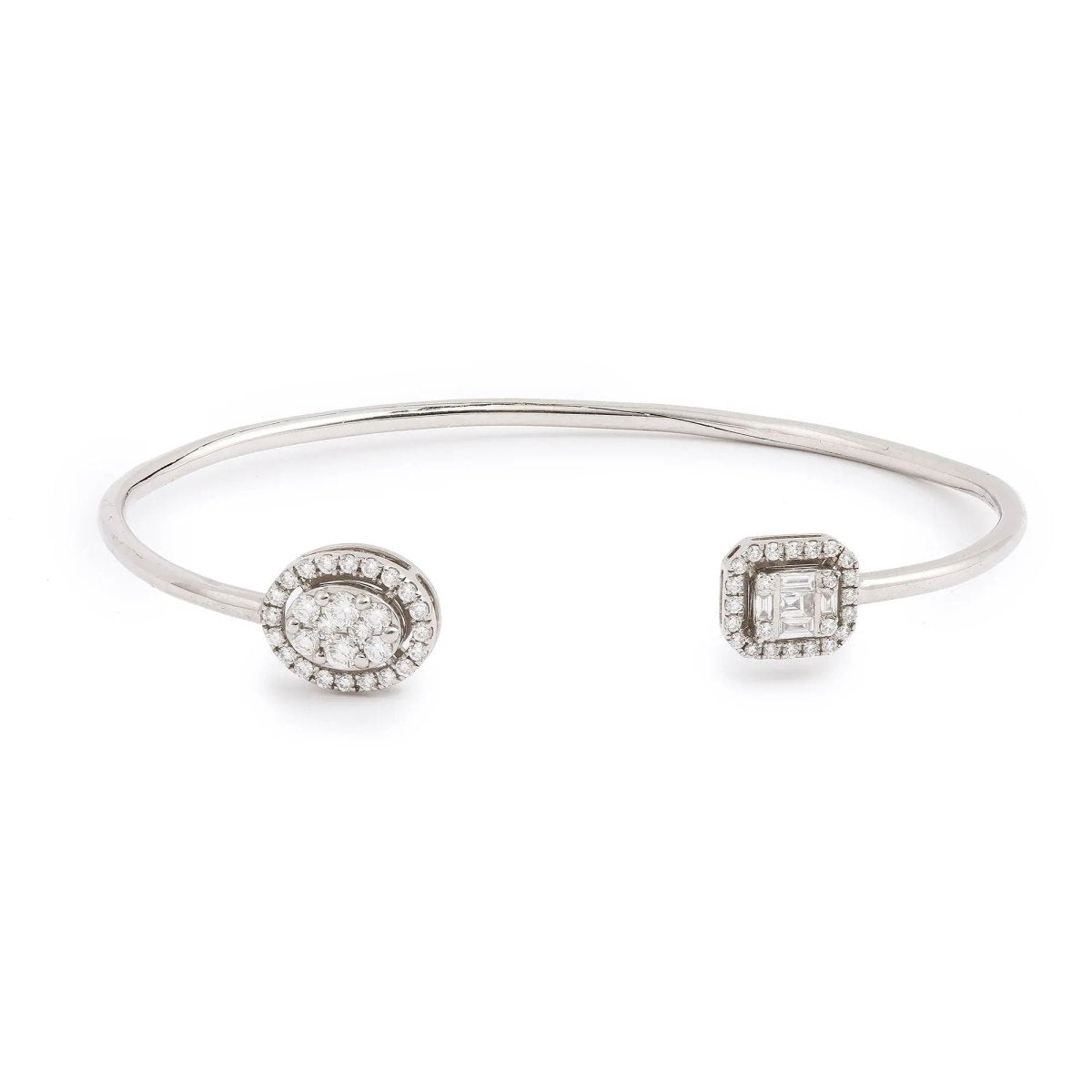 Bracelet Ouvert Pavage Diamants Or Gris 18 Carats - Castafiore