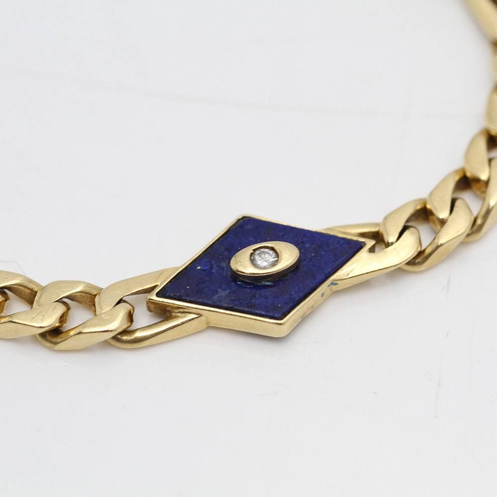 Bracelet plaqué or jaune avec lapis-lazuli et diamants - Castafiore