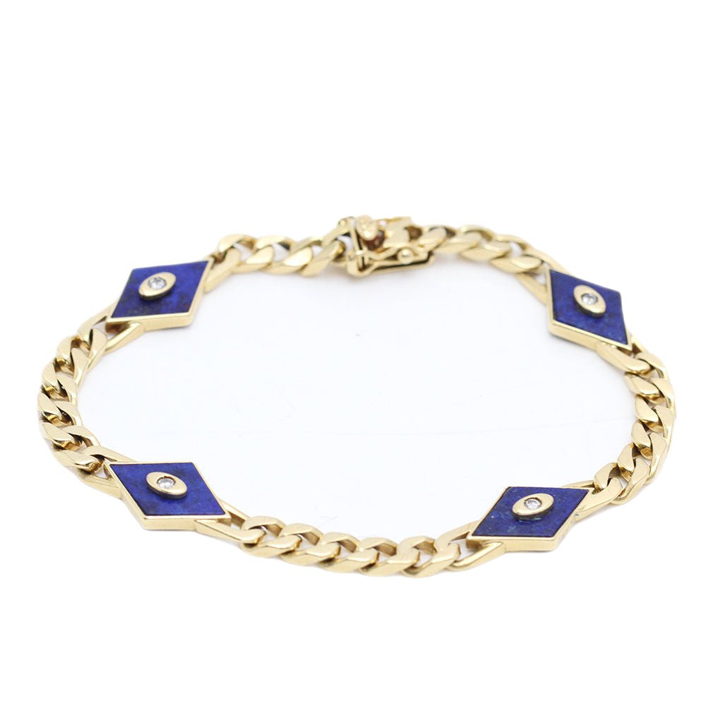 Bracelet plaqué or jaune avec lapis-lazuli et diamants - Castafiore