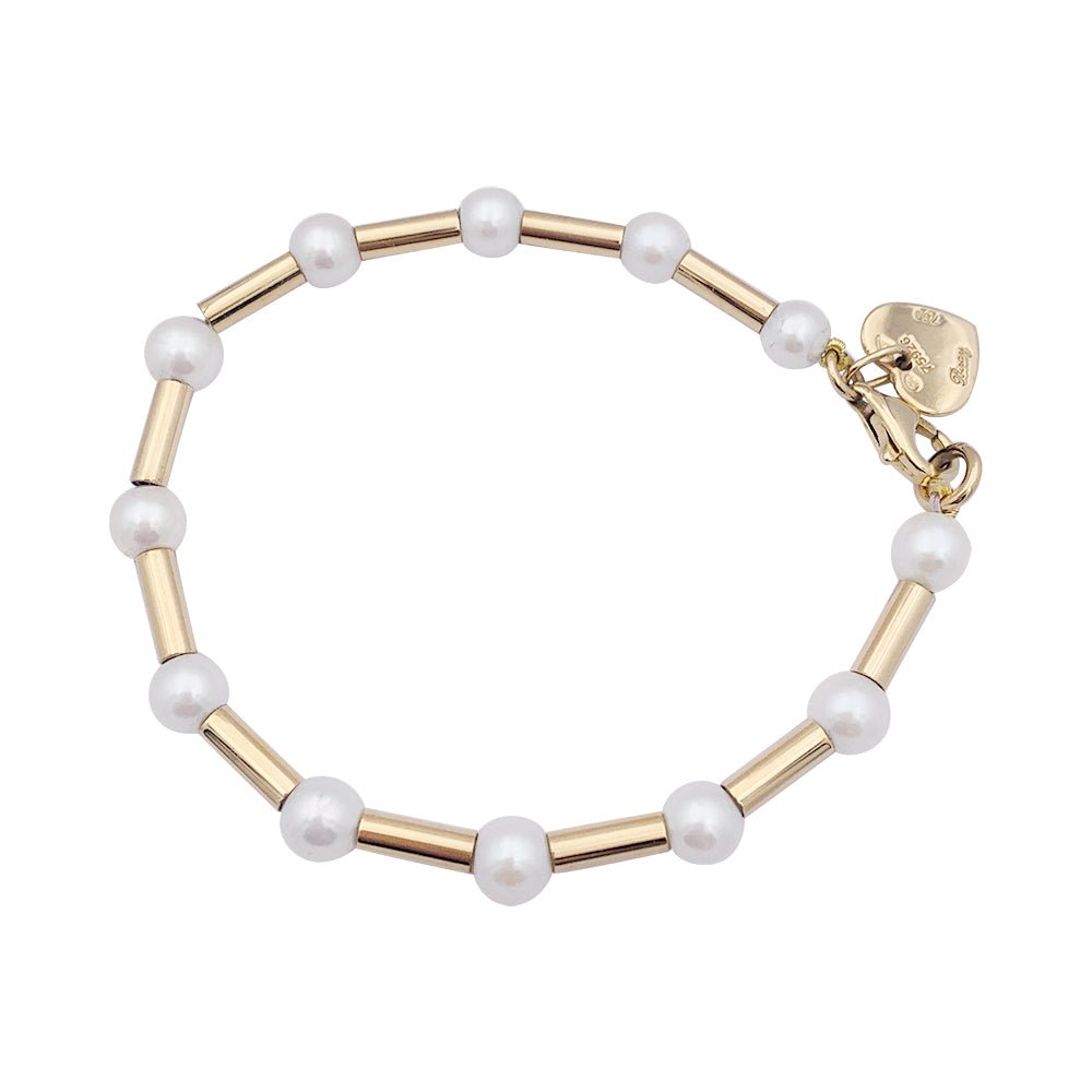 Bracelet Poiray, "Roseau", or jaune et perles. - Castafiore