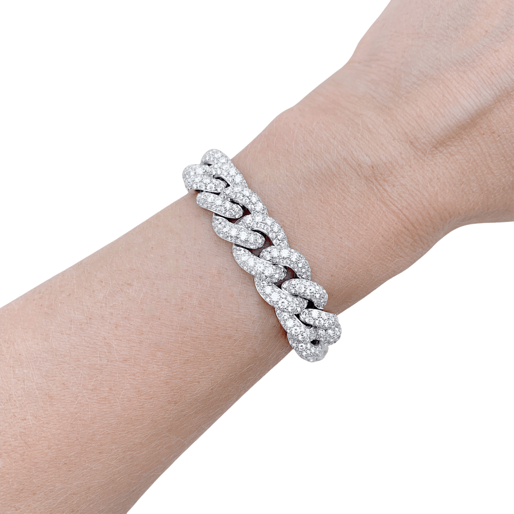 Bracelet POMELLATO Catene maille gourmette en or blanc et diamants - Castafiore