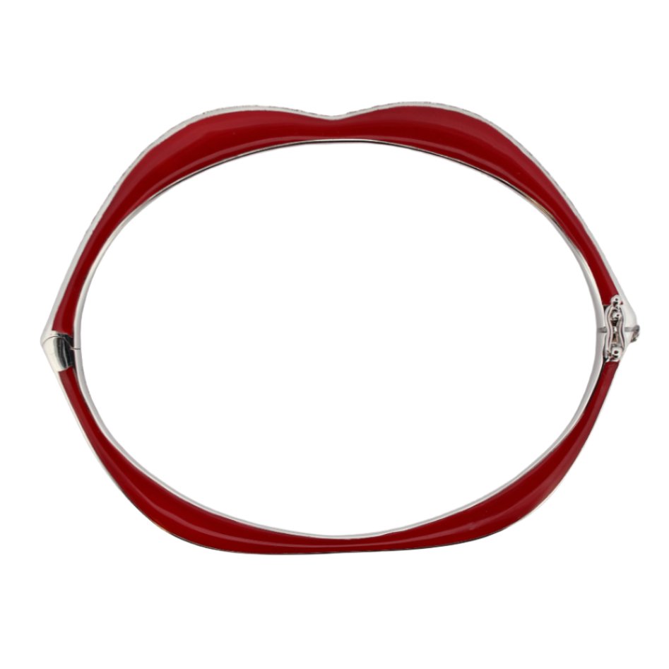 Bracelet RAPHAËLLE CANOT en or blanc, émail rouge et diamant - Castafiore