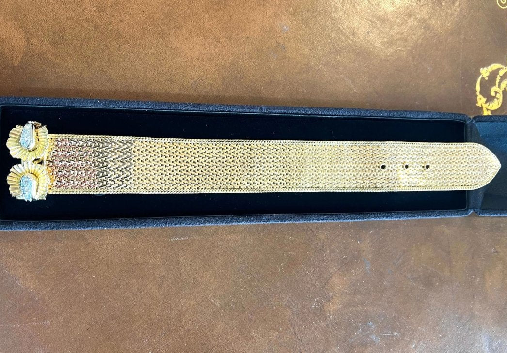 Bracelet Rétro Ceinture Diamants Or Jaune 18 Carats - Castafiore