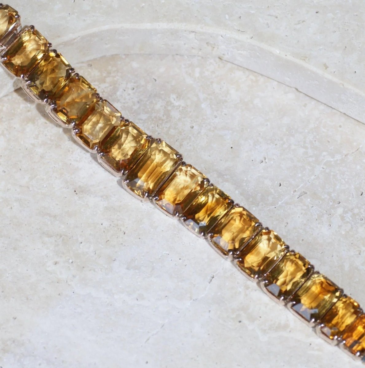 Bracelet Retro Ligne Citrines Sur Or Rose - Castafiore