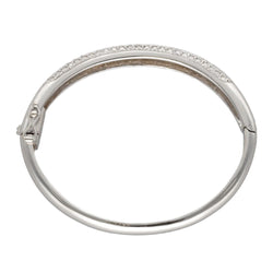 Bracelet rigide ouvrant en or gris 18 Cts serti de 5,0 Cts de diamants G - VS. - Castafiore