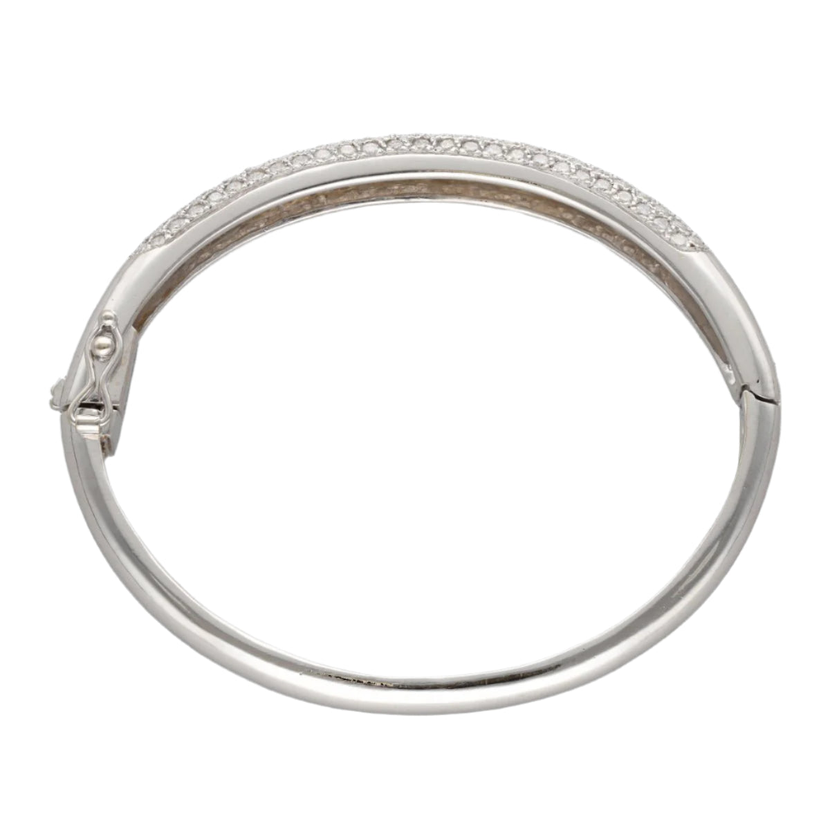 Bracelet rigide ouvrant en or gris 18 Cts serti de 5,0 Cts de diamants G - VS. - Castafiore