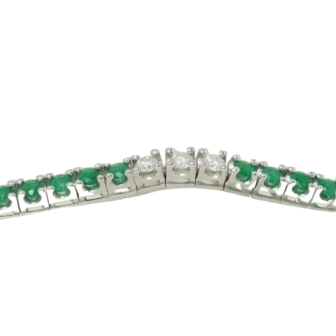 Bracelet rivière en or blanc, émeraudes et diamants - Castafiore