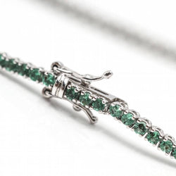 Bracelet Riviere en or blanc et émeraudes - Castafiore