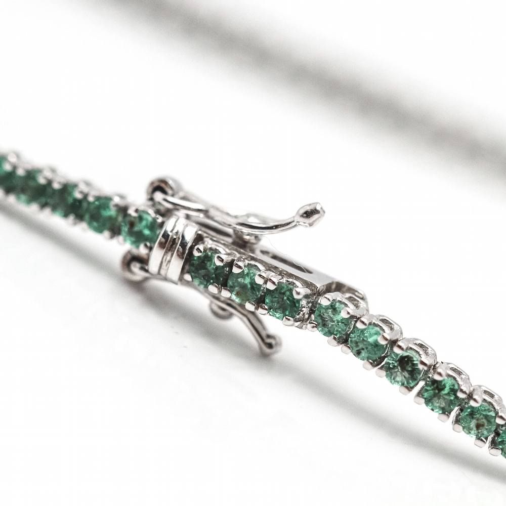 Bracelet Riviere en or blanc et émeraudes - Castafiore