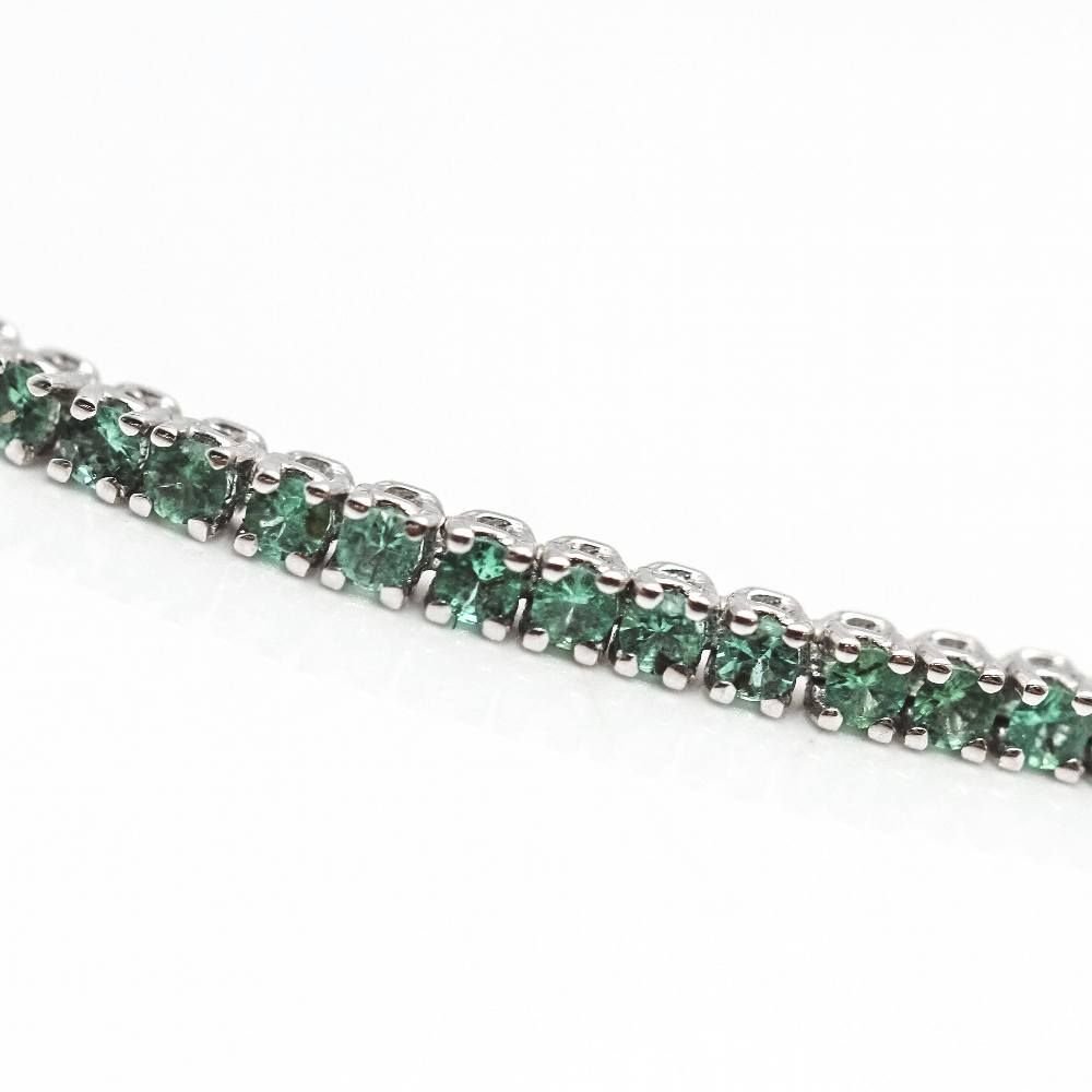 Bracelet Riviere en or blanc et émeraudes - Castafiore