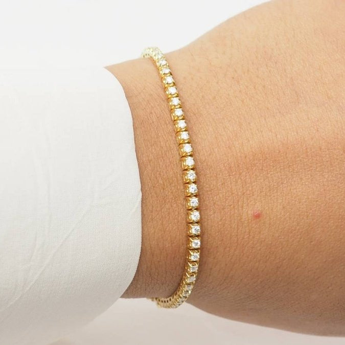 Bracelet rivière en or jaune et diamants 1,50ct - Castafiore