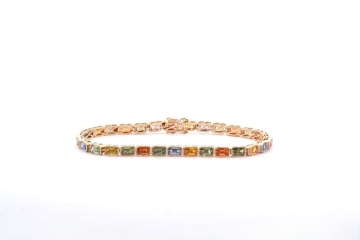 Bracelet saphirs de couleurs en or jaune - Castafiore