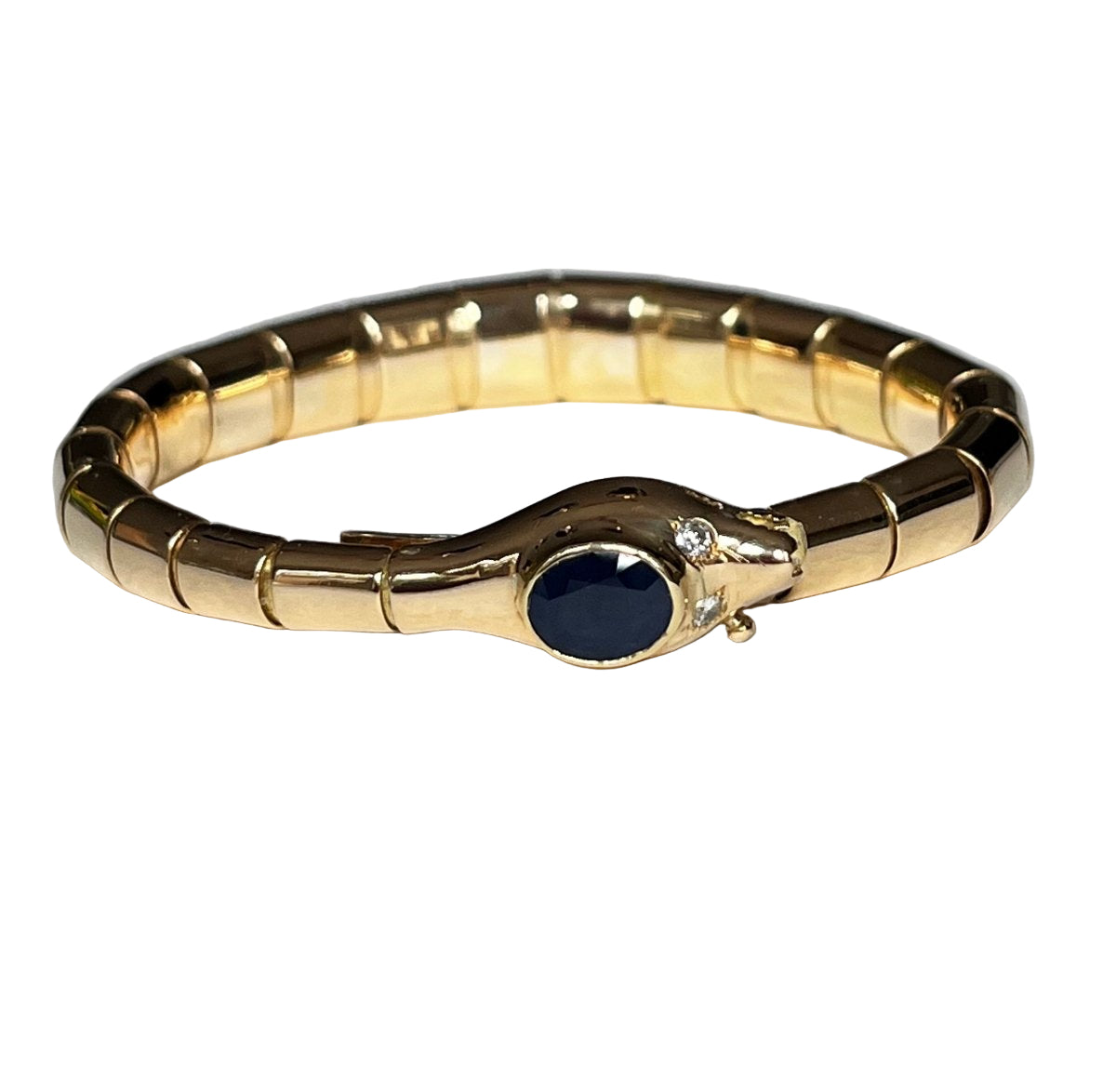 Bracelet Serpent en or jaune avec saphir et diamants - Castafiore
