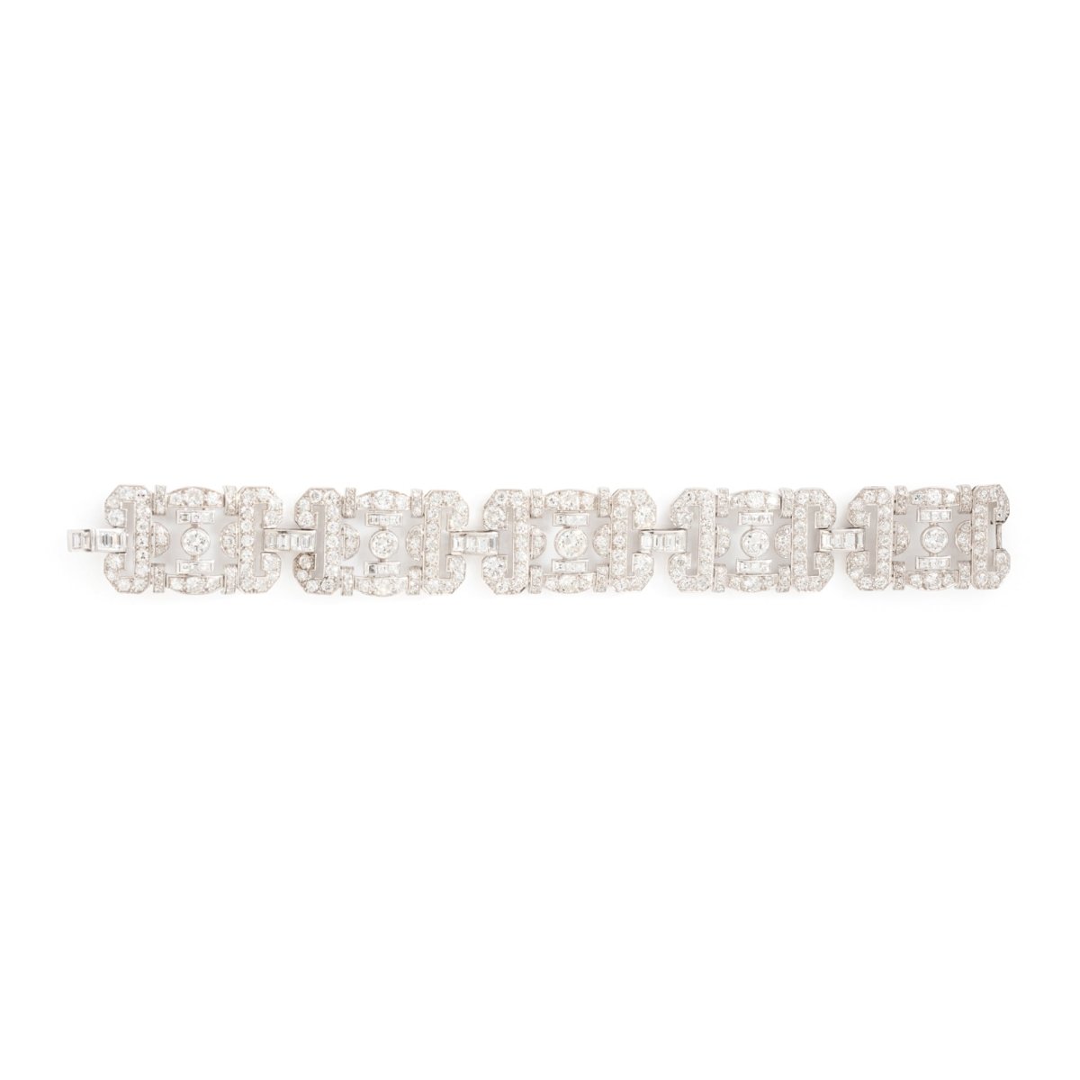Bracelet Souple Art déco en or blanc et diamants - Castafiore