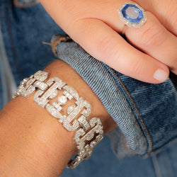 Bracelet Souple Art déco en or blanc et diamants - Castafiore