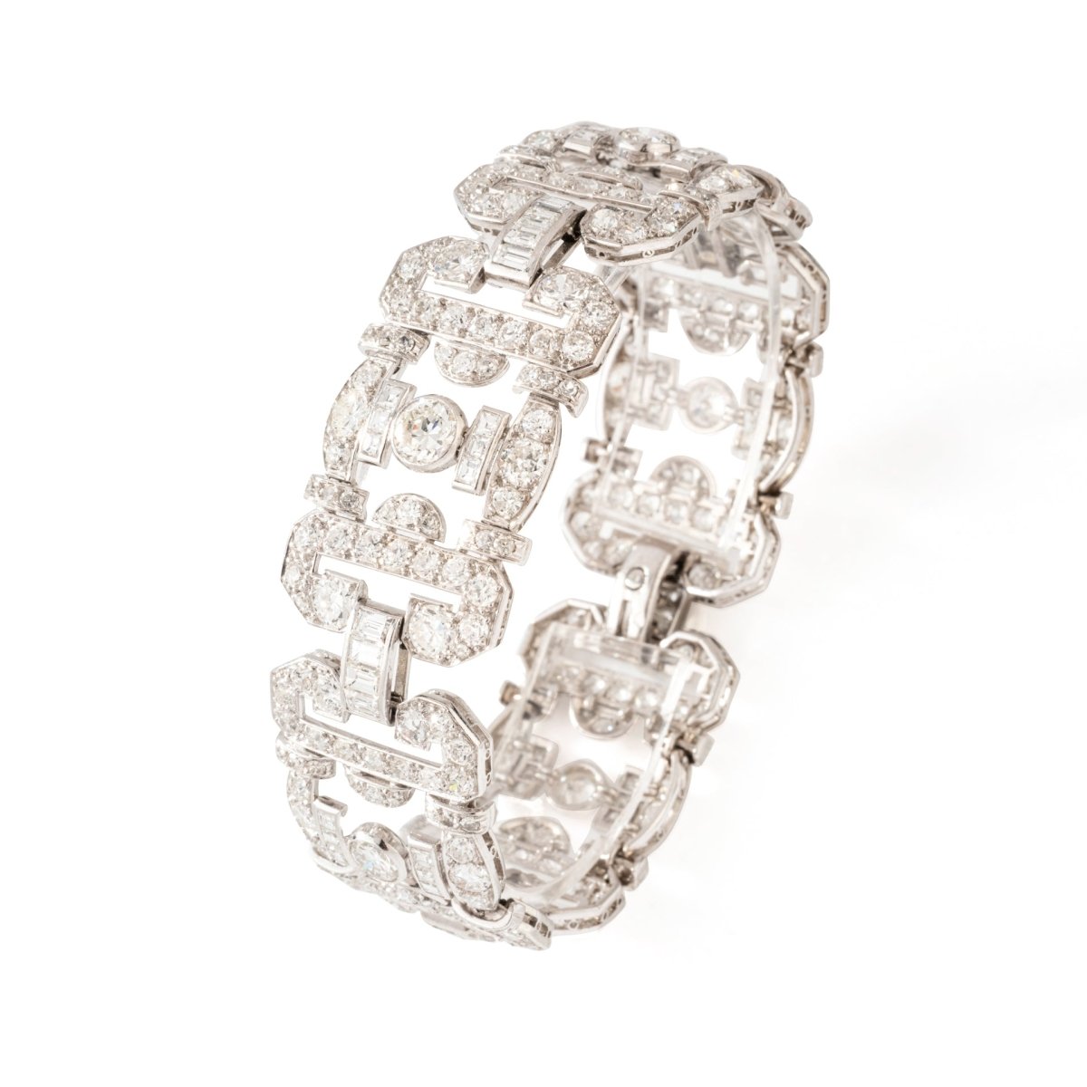 Bracelet Souple Art déco en or blanc et diamants - Castafiore