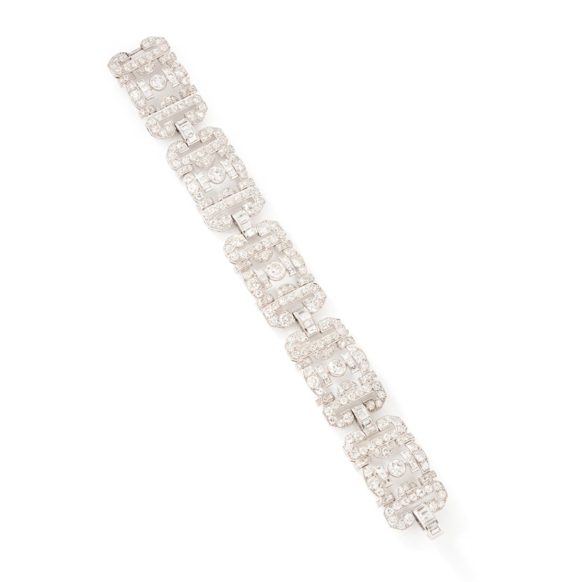 Bracelet Souple Art déco en or blanc et diamants - Castafiore