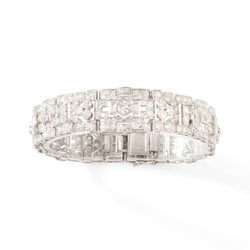 Bracelet Souple Art déco en or blanc, platine et diamants - Castafiore