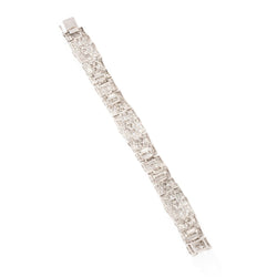 Bracelet Souple Art déco en or blanc, platine et diamants - Castafiore