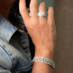 Bracelet Souple Art déco en or blanc, platine et diamants - Castafiore