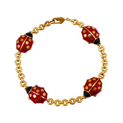 Bracelet Souple CARTIER "Ladybug" en or jaune et émail - Castafiore
