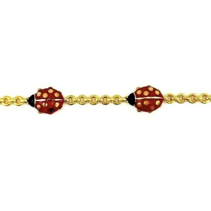 Bracelet Souple CARTIER "Ladybug" en or jaune et émail - Castafiore