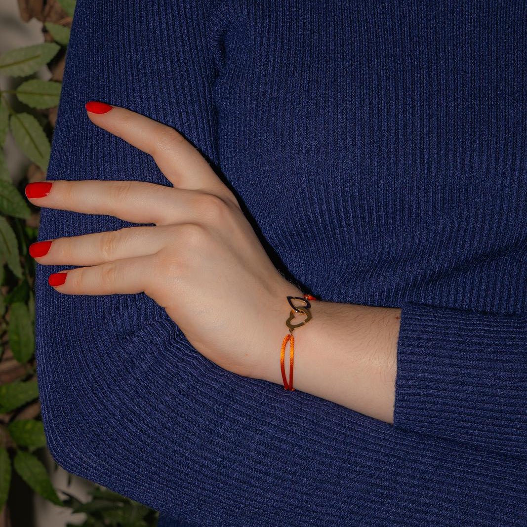 Dinh van Bracelet Cord Double Heart Yellow Gold