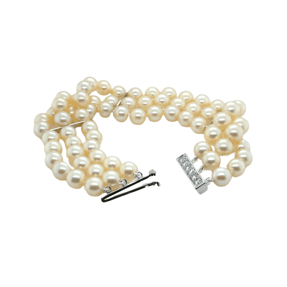 Bracelet Souple en or blanc, perles et diamants - Castafiore