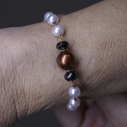 Bracelet Souple en or blanc, perles et spinelles - Castafiore