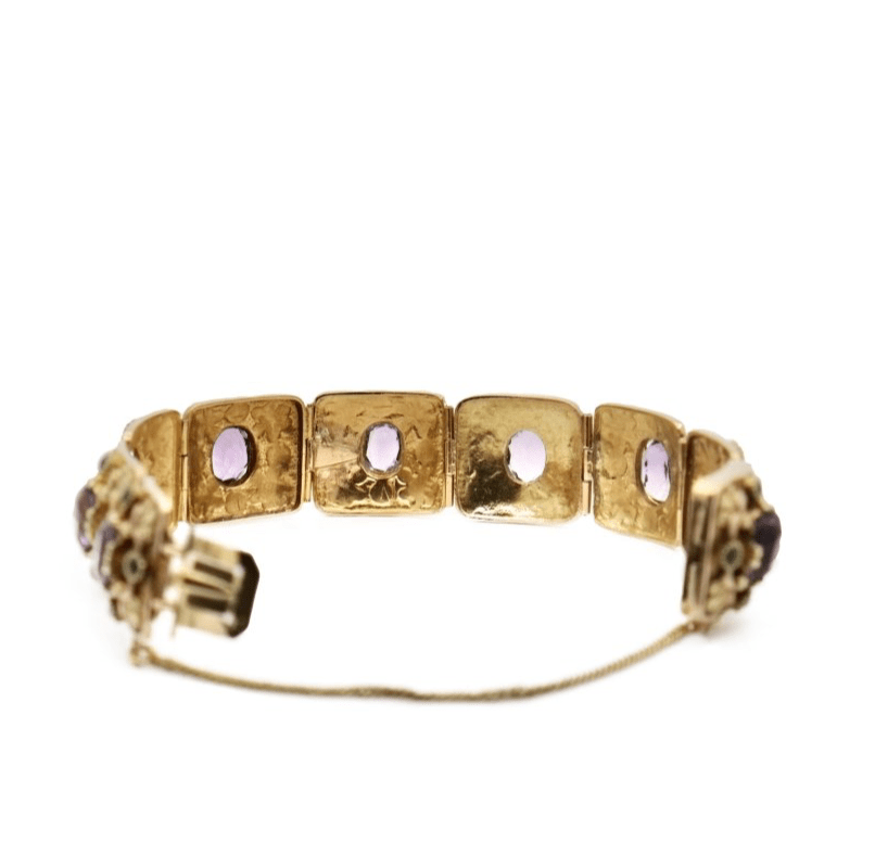 Bracelet Souple en or jaune, améthystes et turquoises - Castafiore