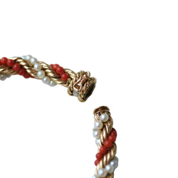 Bracelet Souple en or jaune, corail et perles - Castafiore
