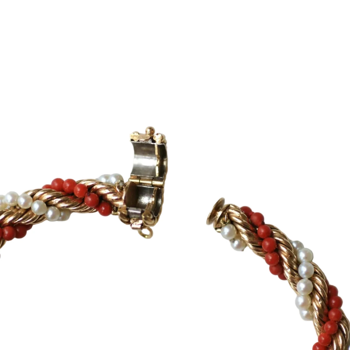 Bracelet Souple en or jaune, corail et perles - Castafiore