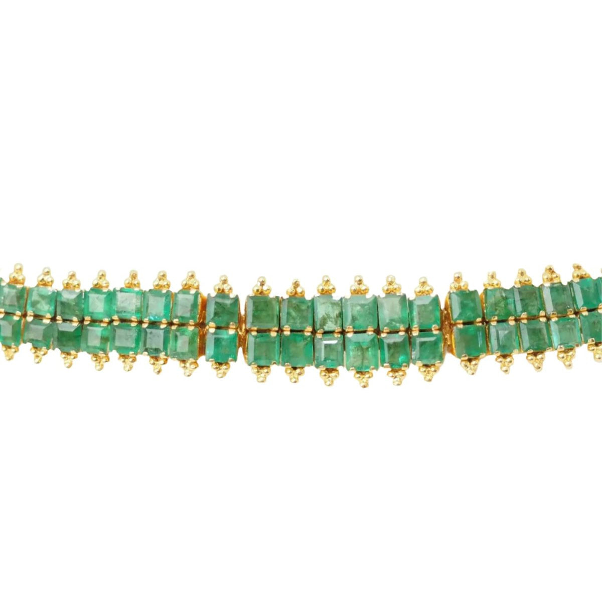 Bracelet souple en or jaune et émeraudes - Castafiore